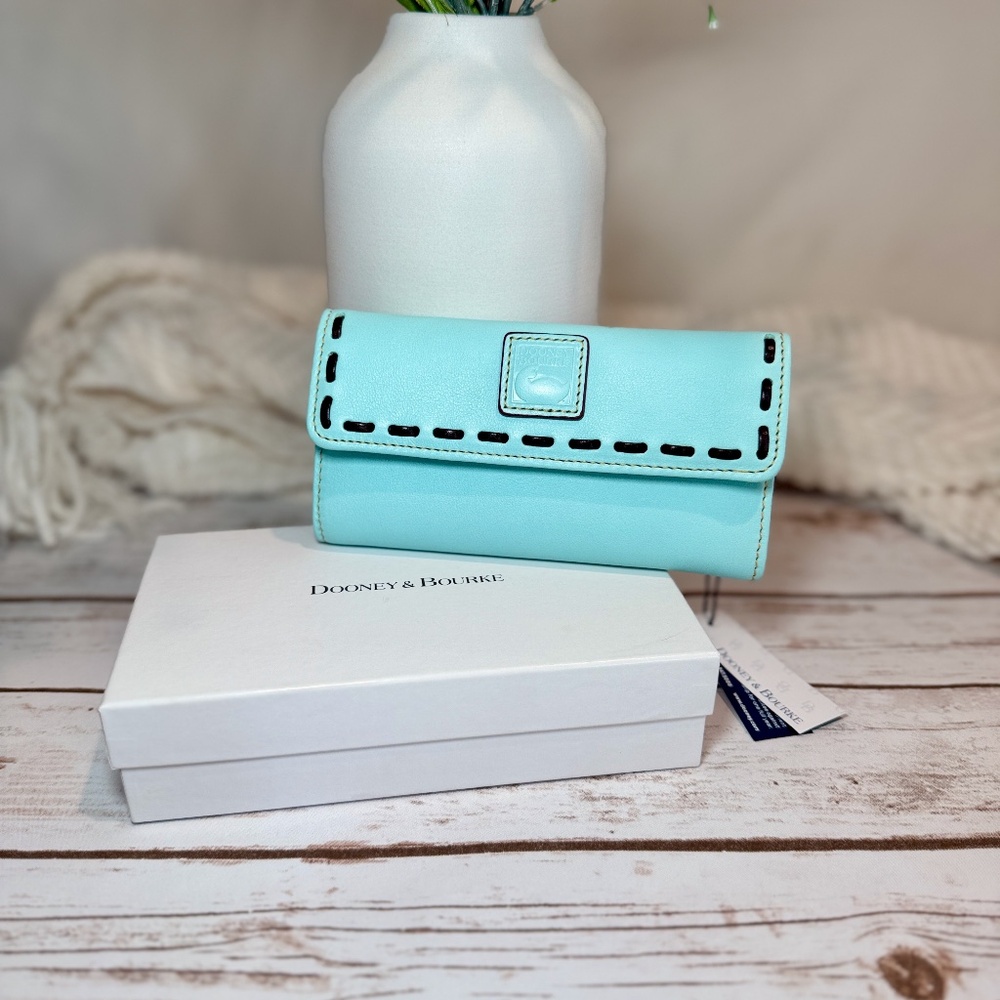 NWT Dooney & Bourke Florentine Continental Clutch Wallet - Pale Blue